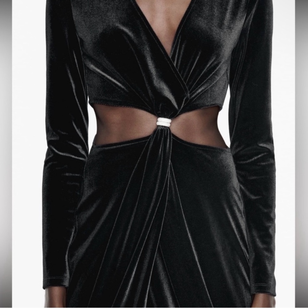 NWT ZARA VELVET MIDI CUTOUT DRESS - M - Picture 5 of 13